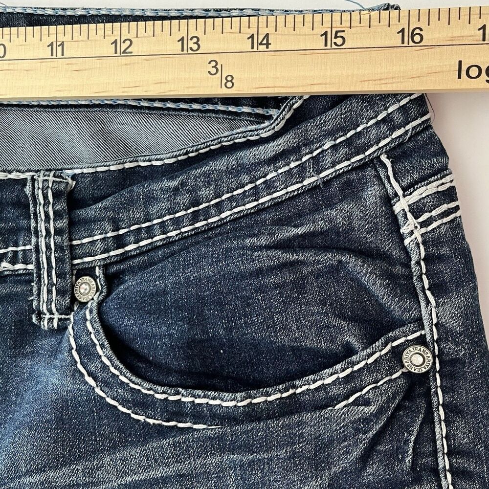 Ariya Jeans 13/14 Low Rise Bootcut Embroidered Denim Y2K Grunge Distressed - Picture 5 of 16